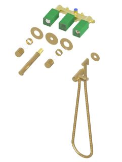 Смеситель встраиваемый для раковины Timo Saona 2383/17SM с гигиеническим душем золото матовое